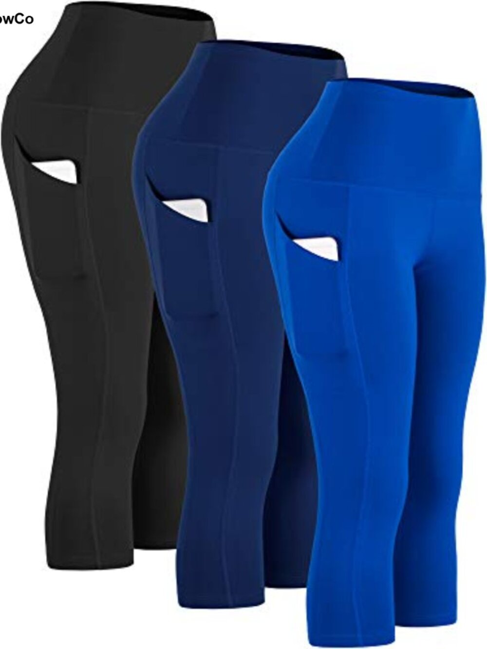 High Waist Workout Leggings Capris with Side Pockets